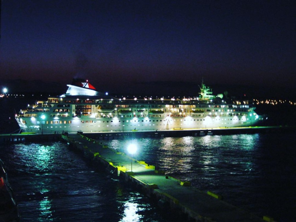 A fred.Olsen cruise ship docked in Costa Maya