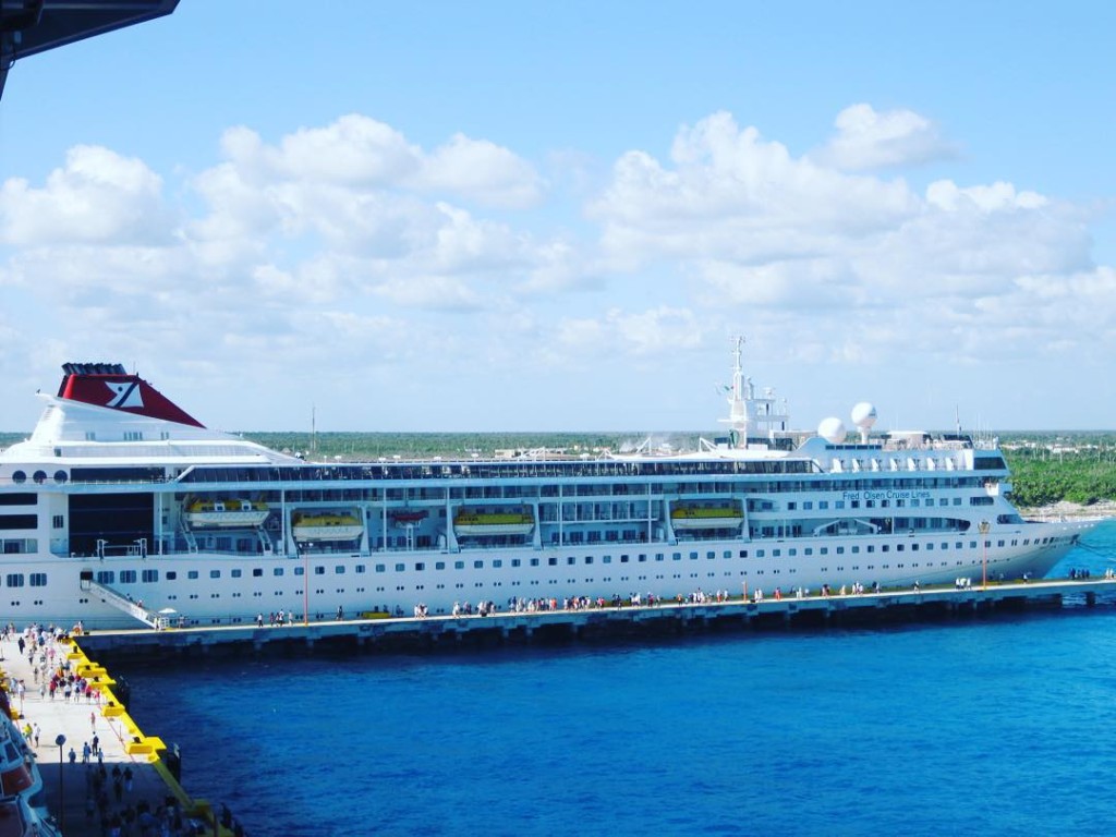 A fred.Olsen cruise ship docked in Costa Maya