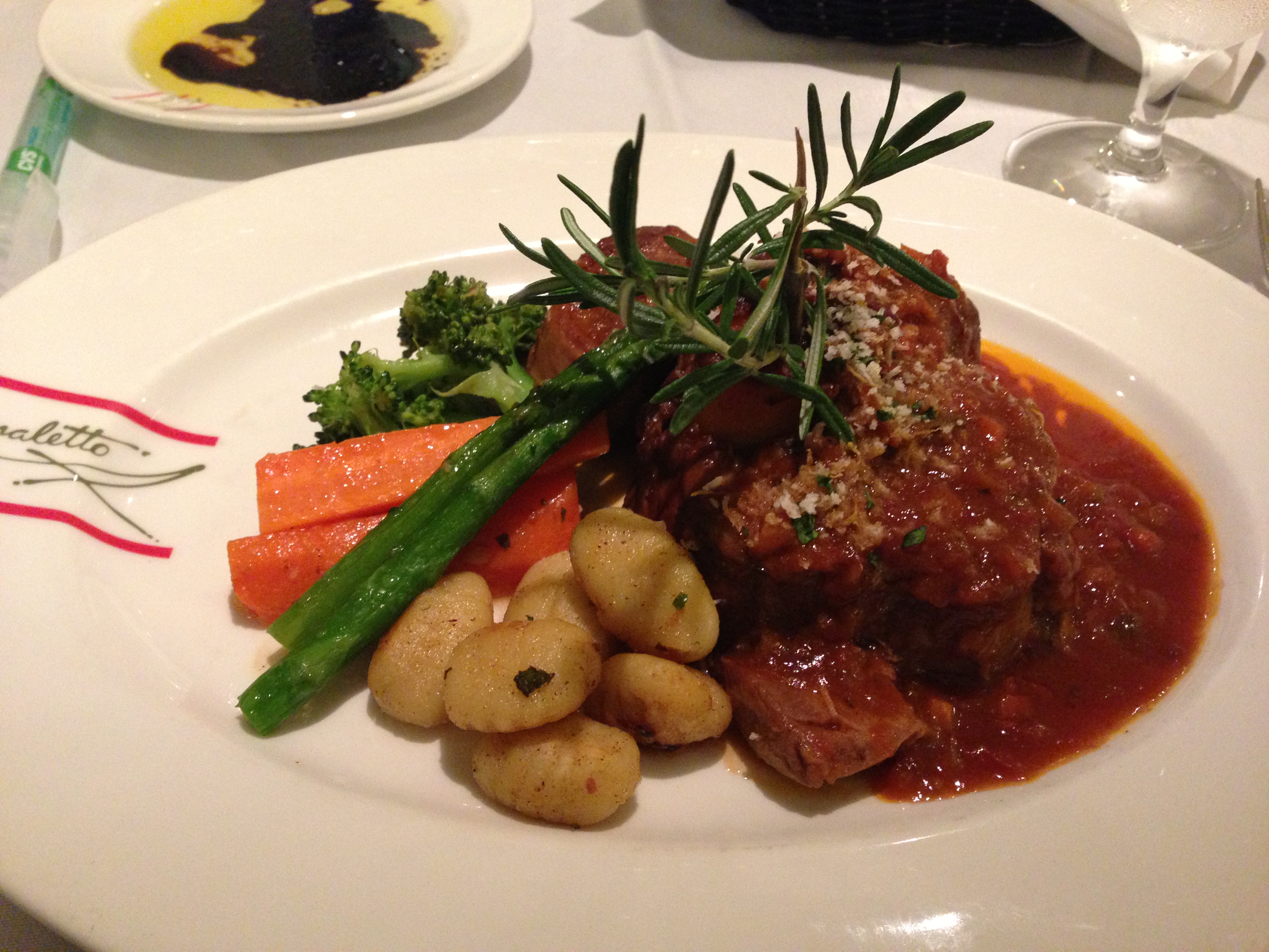 Delicious Veal Osso Bucco from Canaletto on the ms Eurodam from Holland America Line