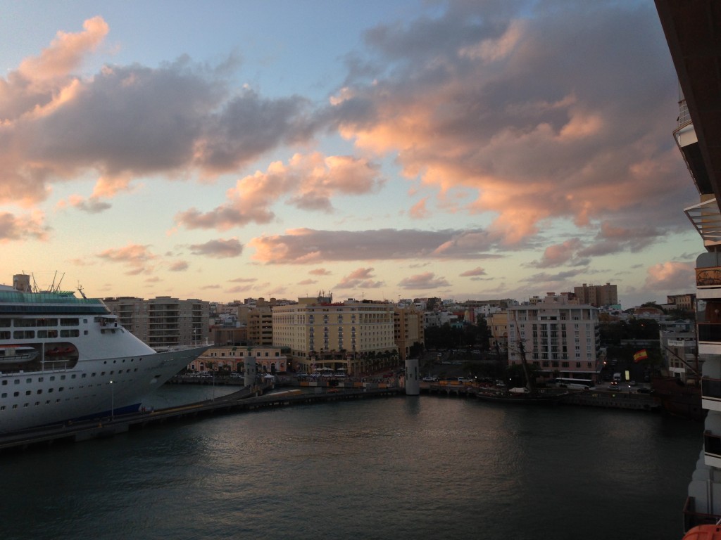 Sunset in Old San Juan as viewed from the Holland America Line ship the ms Eurodam