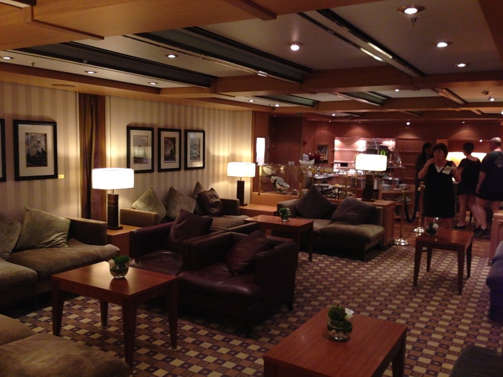 Inside the Neptune Lounge, reserved for Penthouse and Neptune Suite guests on board Holland America Line's ms Eurodam