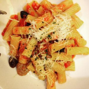 Pasta and sausage from Canaletto on the Zuiderdam