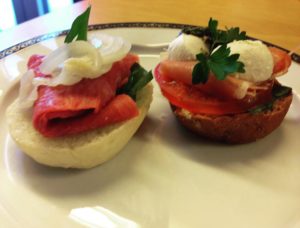 Pre-dinner canapes from the Neptune Lounge on the Zuiderdam