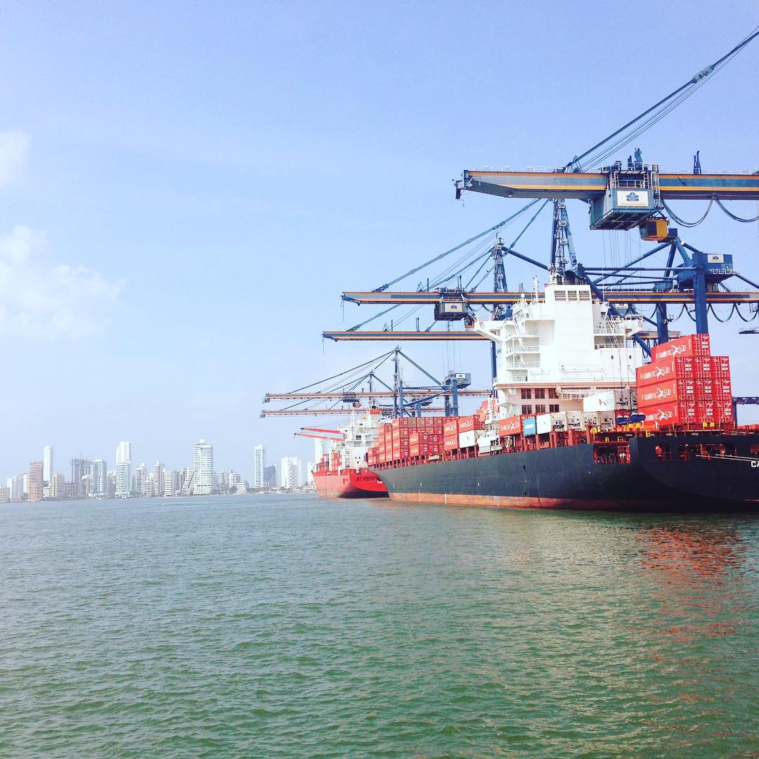 Cargo ship in port at Cartagena