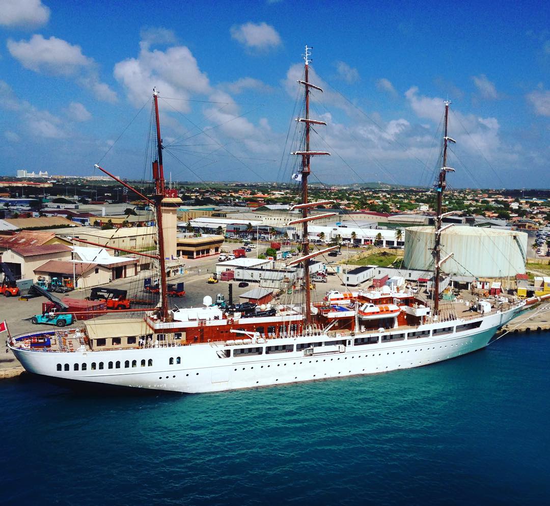 Sailing vessel docked in Aruba