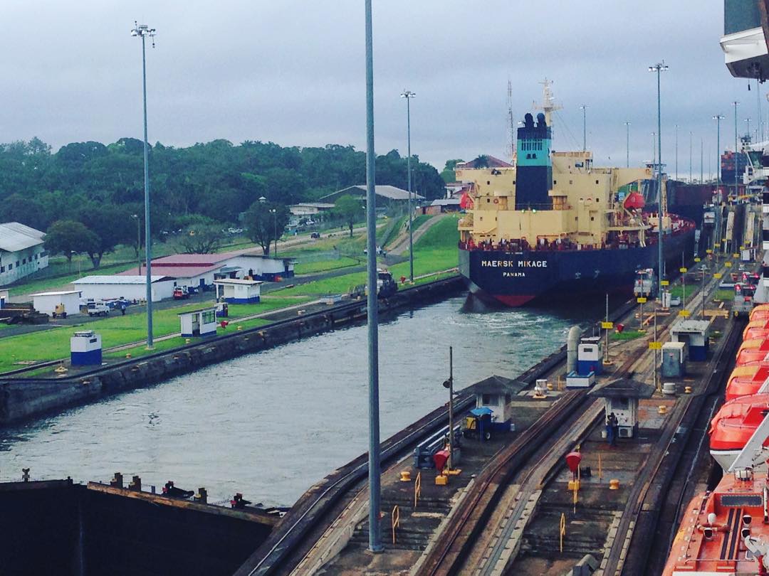 The Zuiderdam makes her way into the Gatun lock of the Panama Canal