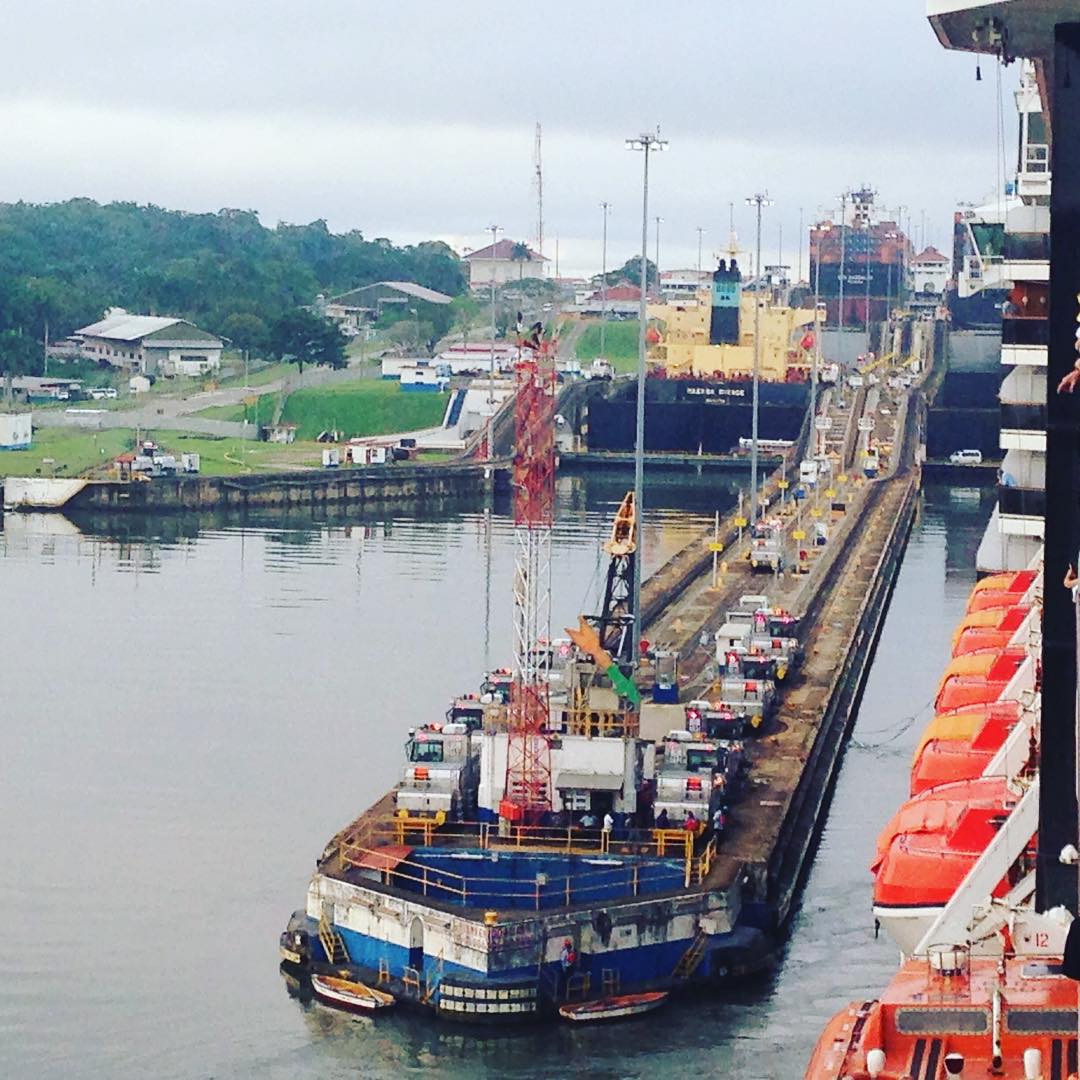 The Zuiderdam makes her way into the Gatun lock of the Panama Canal