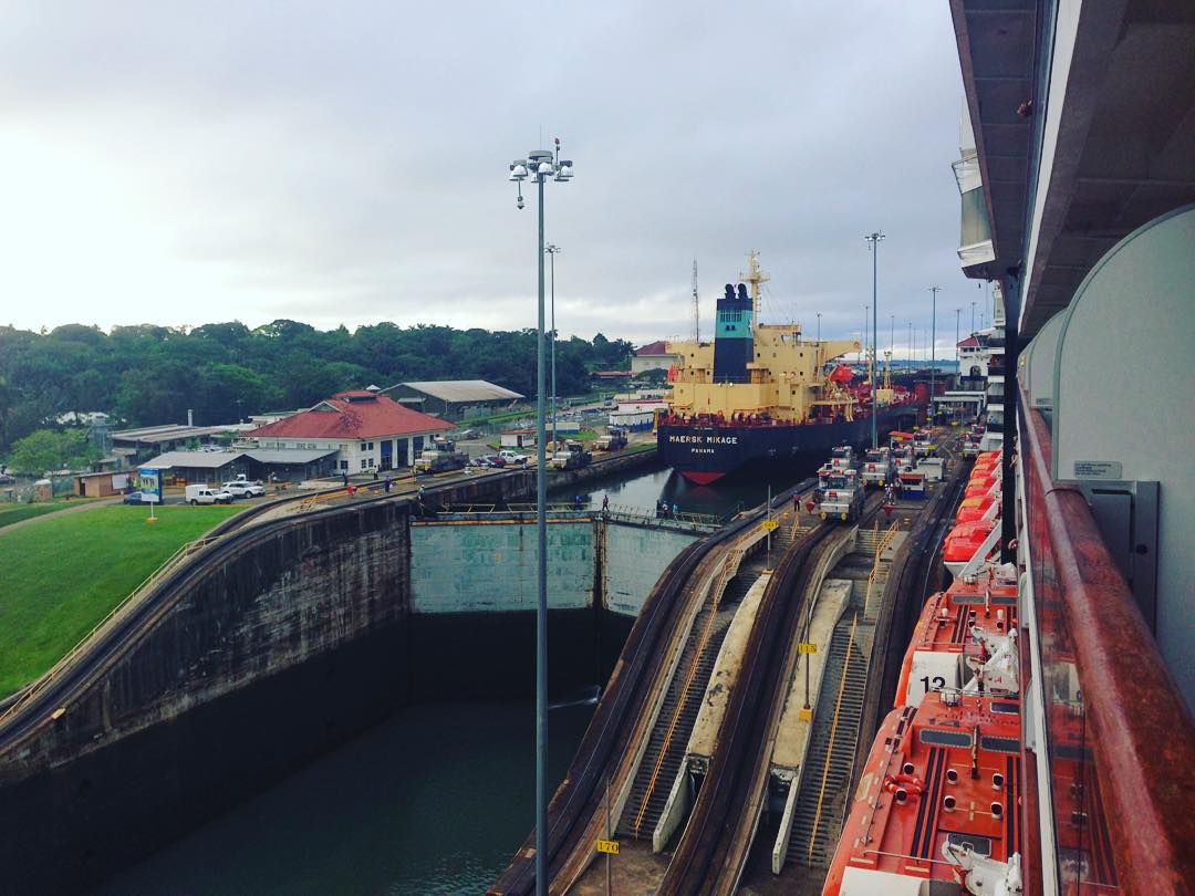 The Zuiderdam makes her way into the Gatun lock of the Panama Canal