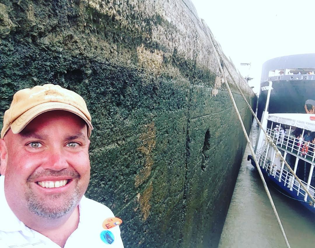 Yours truly deep into one of the locks of the Panama Canal