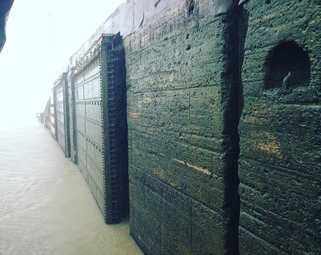 A look at one of the century old locks of the Panama Canal looks like