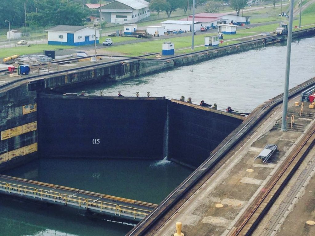 The Zuiderdam makes her way into the Gatun lock of the Panama Canal