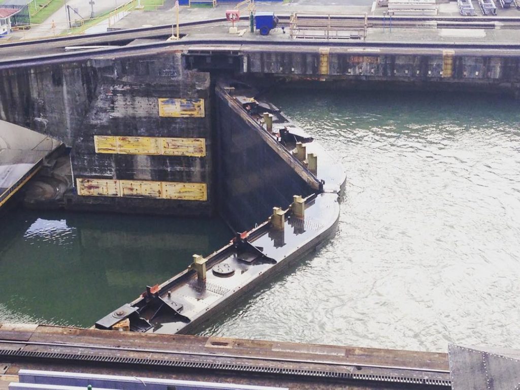 The Zuiderdam makes her way into the Gatun lock of the Panama Canal