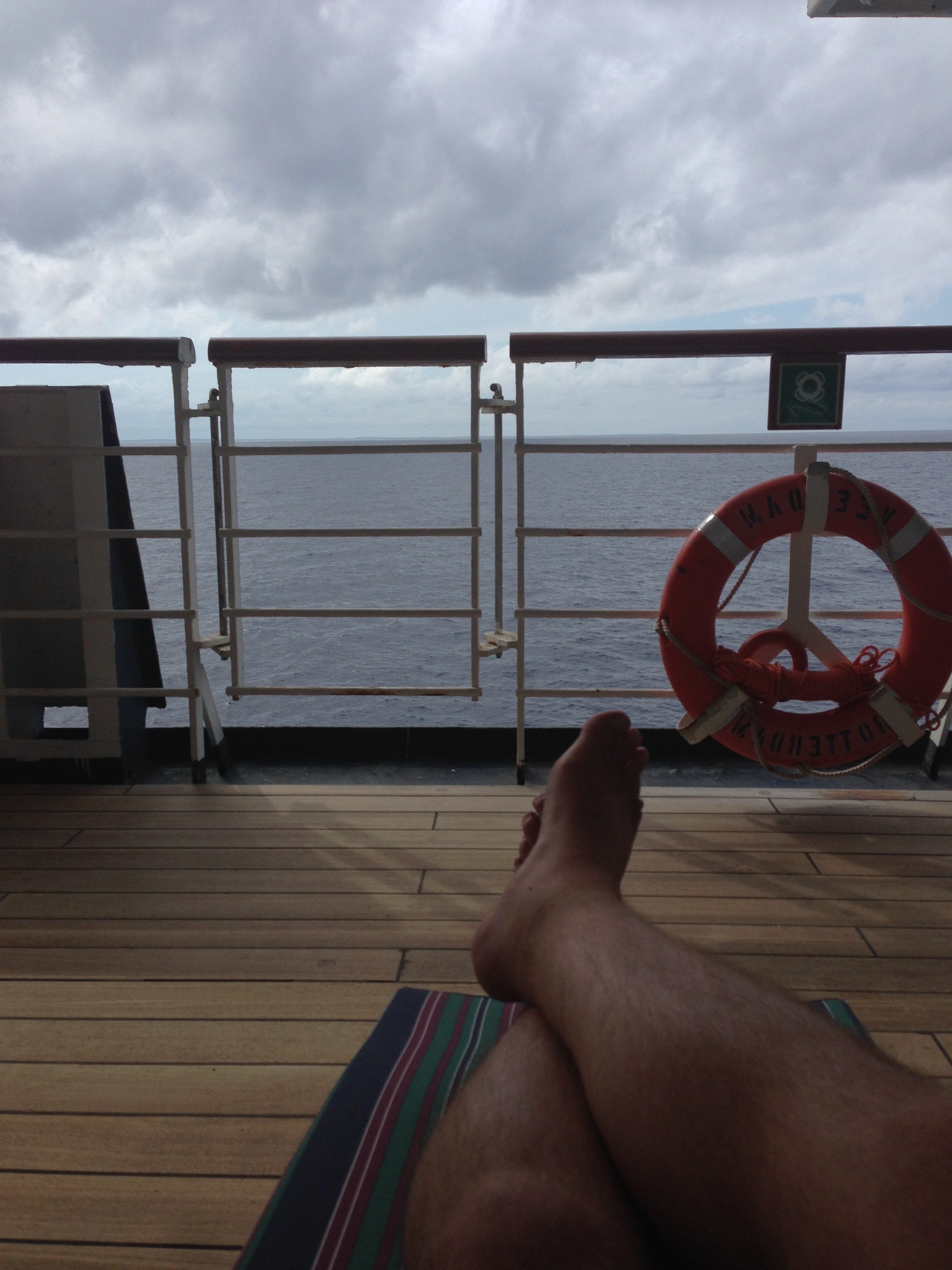 Relaxing on the Promenade Deck on the ms Veendam