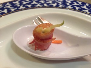 Smoked Duck Breast appetizer in the Pinnacle Grill on board the ms Veendam