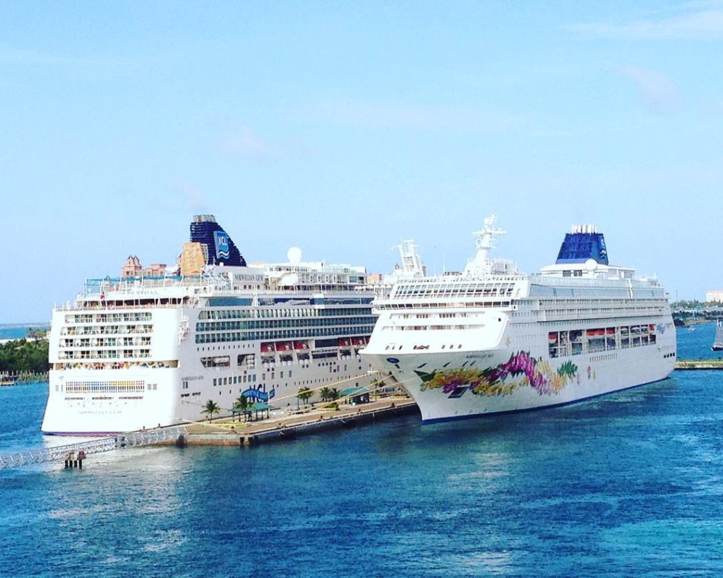 Norwegian Gem and Norwegian Sky in port at Nassau, Bahamas