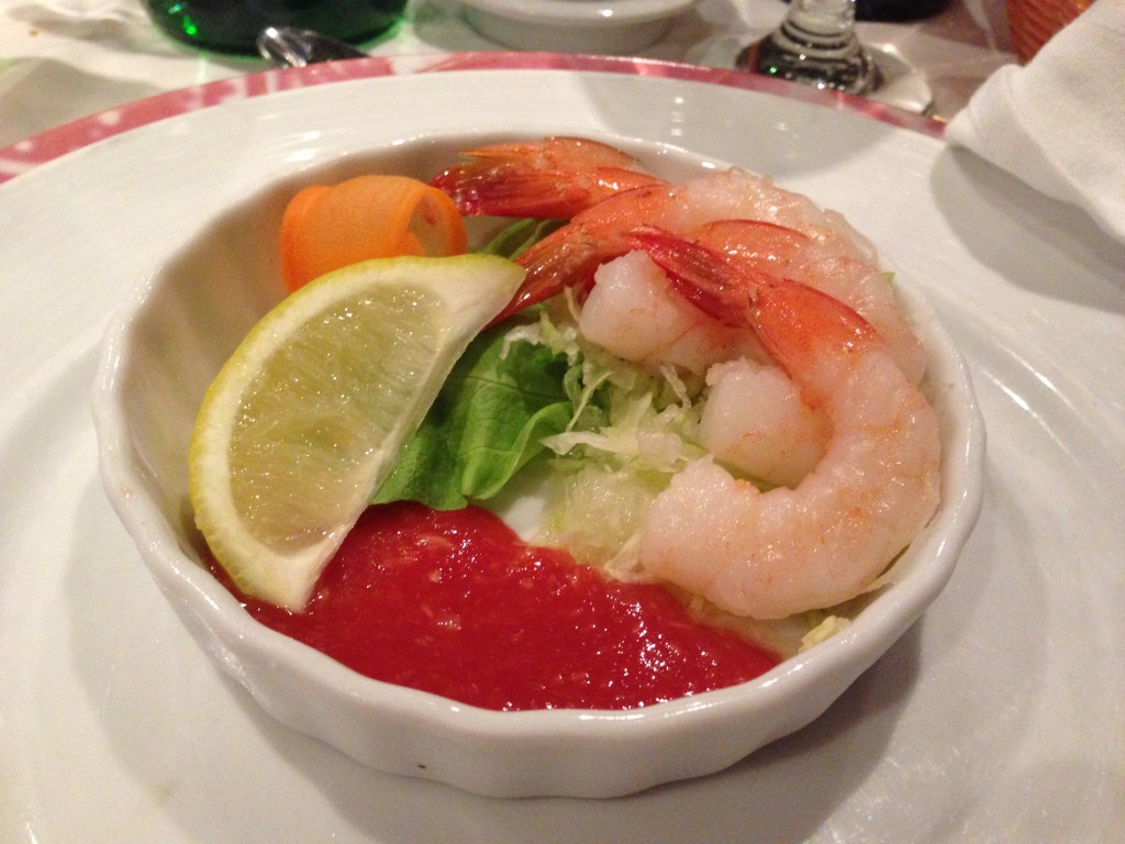 Shrimp Cocktail from the main dining room onboard the Carnival Liberty.