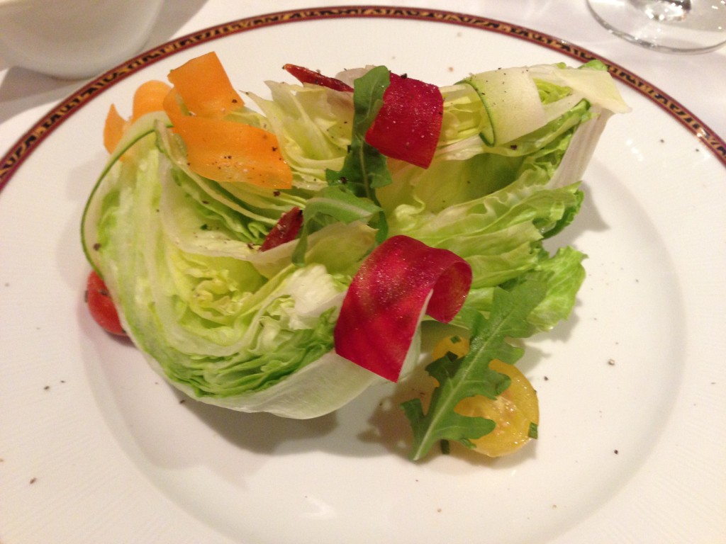 Hearts of Lettuce salad from Diamonds Steakhouse onboard Carnival Liberty.