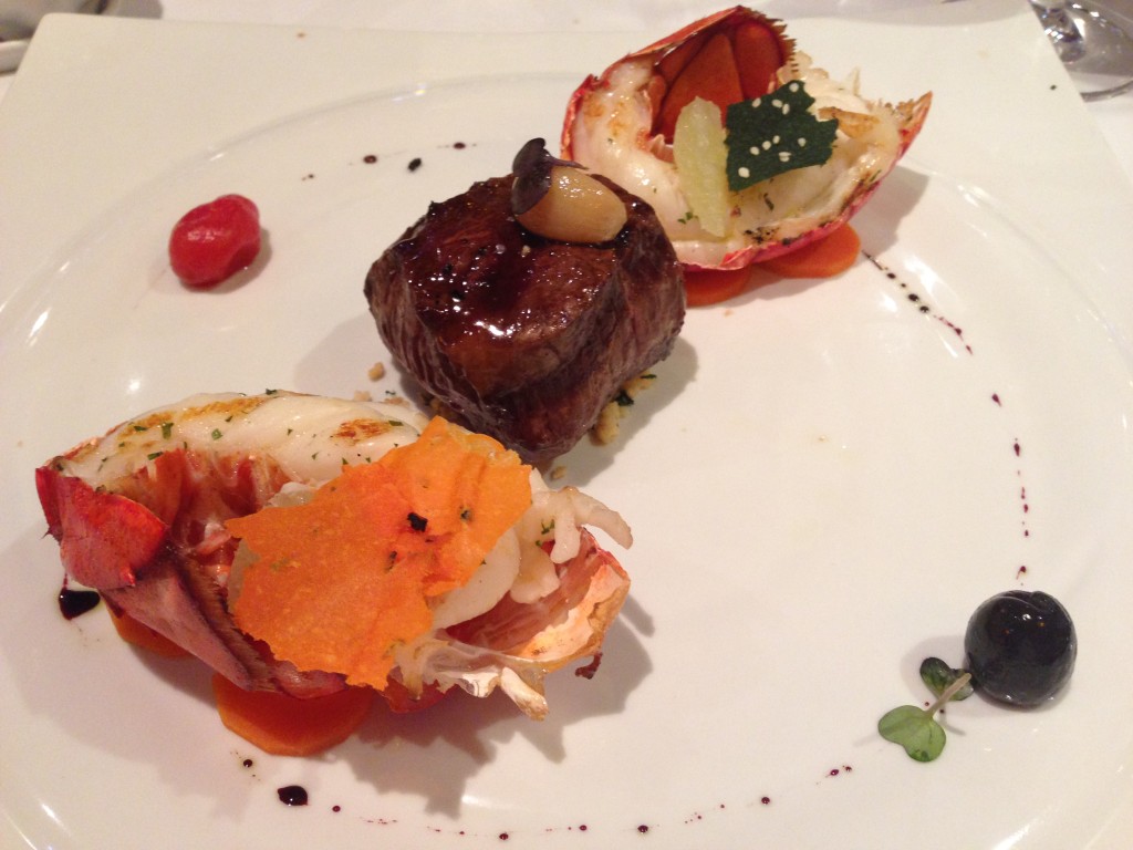 Surf and Turf from Diamonds Steakhouse onboard Carnival Liberty.