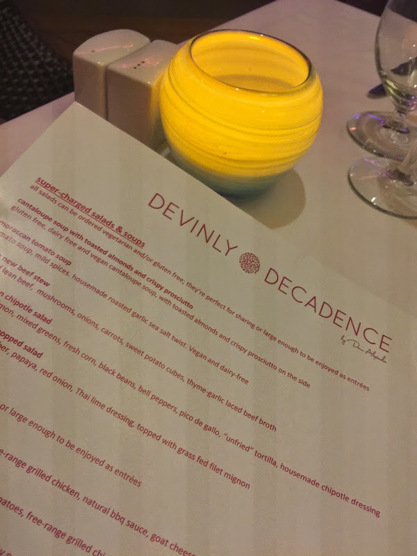 Menu from Devinly Decadence on Quantum of the Seas