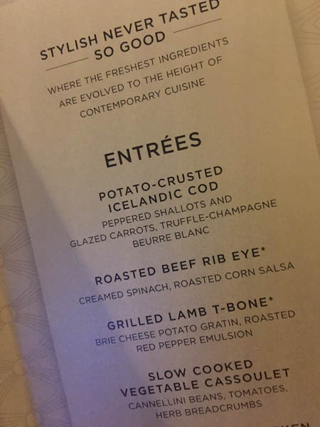 A sampling of the menu at Chic on Quantum of the Seas