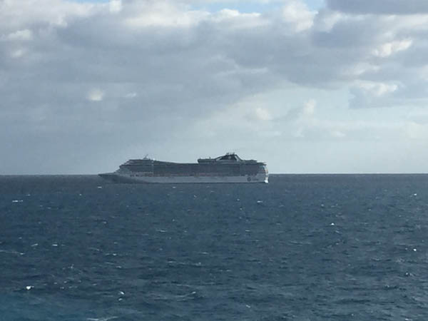 The MSC Divina, a ship I will be sailing on December 13 - 20, 2014 is anchored next to us off CoCo Cay in the Bahamas