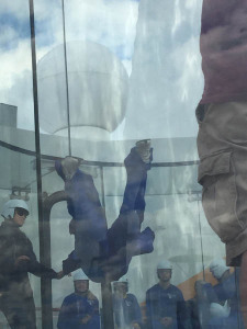 A guest skydiving in the iFly simulator on Quantum of the Seas