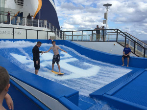 A guest taking a spin on Quantum of the Seas FlowRider