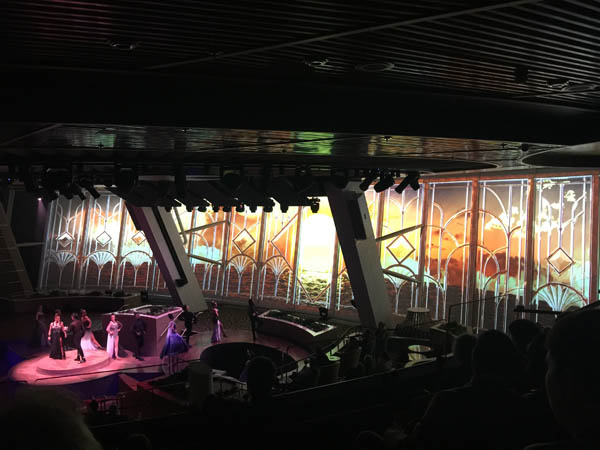 Various shots of the giant video wall, which along with live performers, is the star of Starwater on Quantum of the Seas