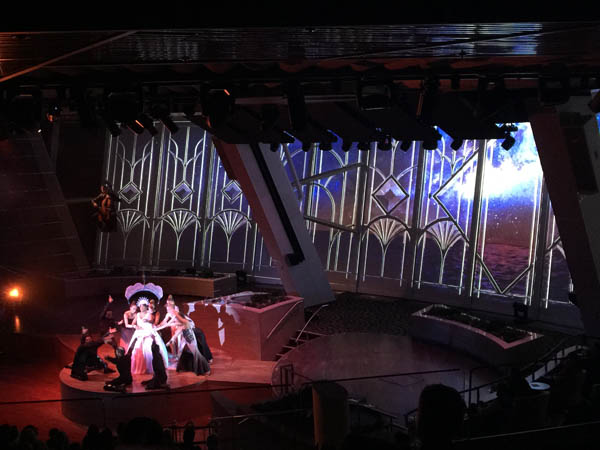 Various shots of the giant video wall, which along with live performers, is the star of Starwater on Quantum of the Seas