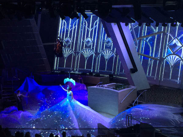 Various shots of the giant video wall, which along with live performers, is the star of Starwater on Quantum of the Seas