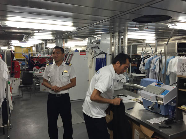 The Laundry Master on Quantum of the Seas welcomes us to the ship's laundry