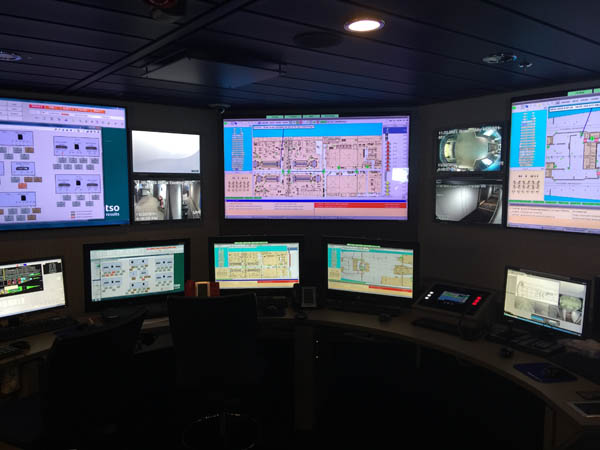 Inside the Command Center on the bridge of the Quantum of the Seas