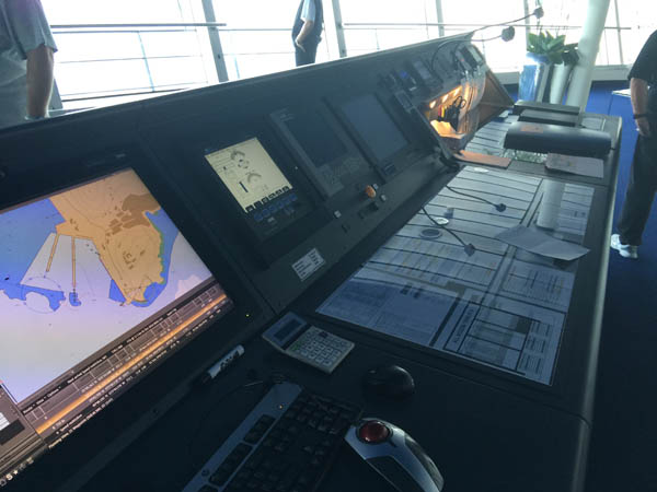 A look at one of the control panels on the bridge of the Quantum of the Seas