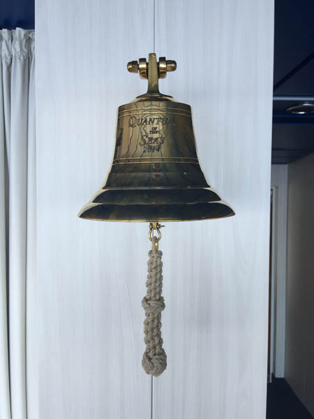 The ships bell on display on the bridge of the Quantum of the Seas