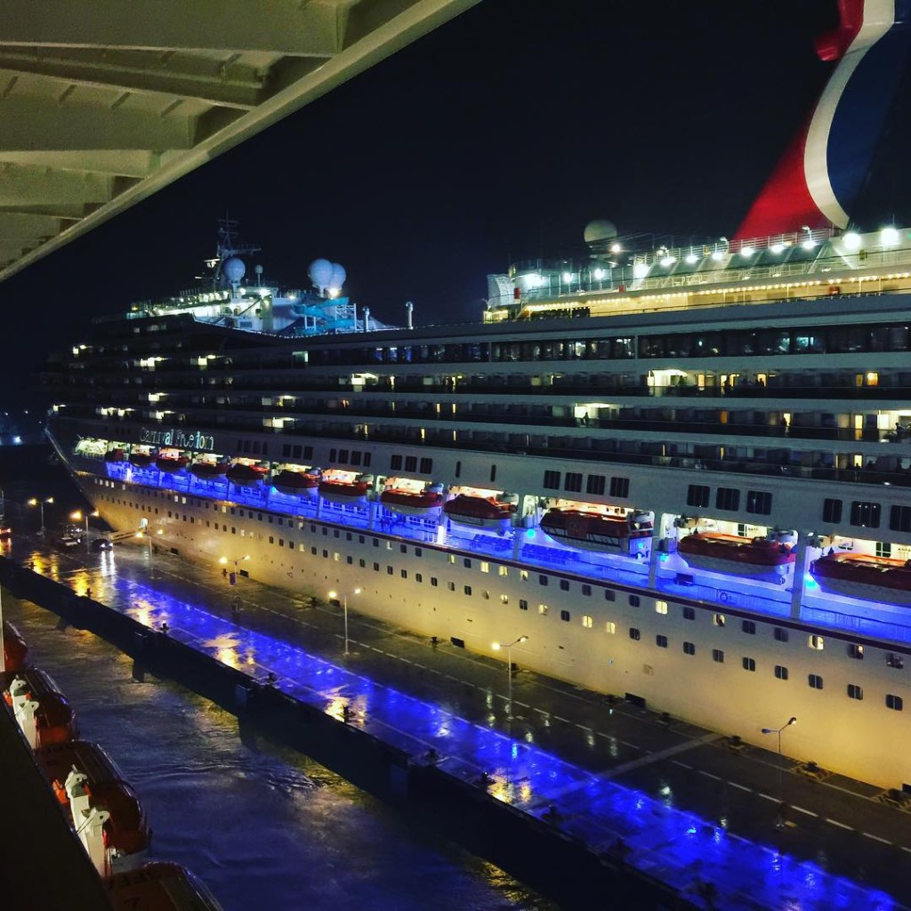 Departing St. Maarten on the MSC Divina while a Carnival Cruise Line ship is docked next to us.