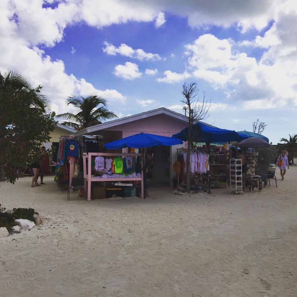 Souvenir shops at Great Stirrup Cay in the Bahamas. 