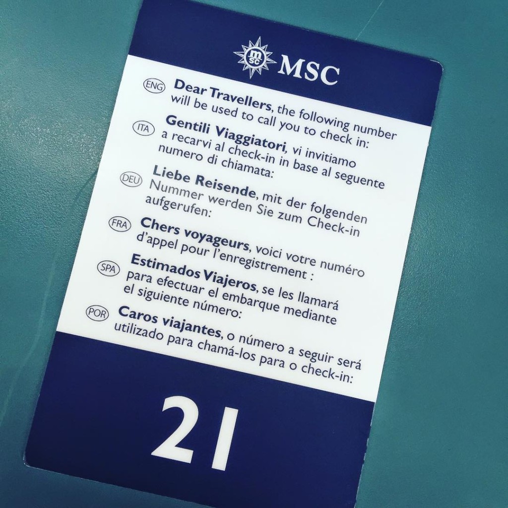 Boarding card for MSC Divina