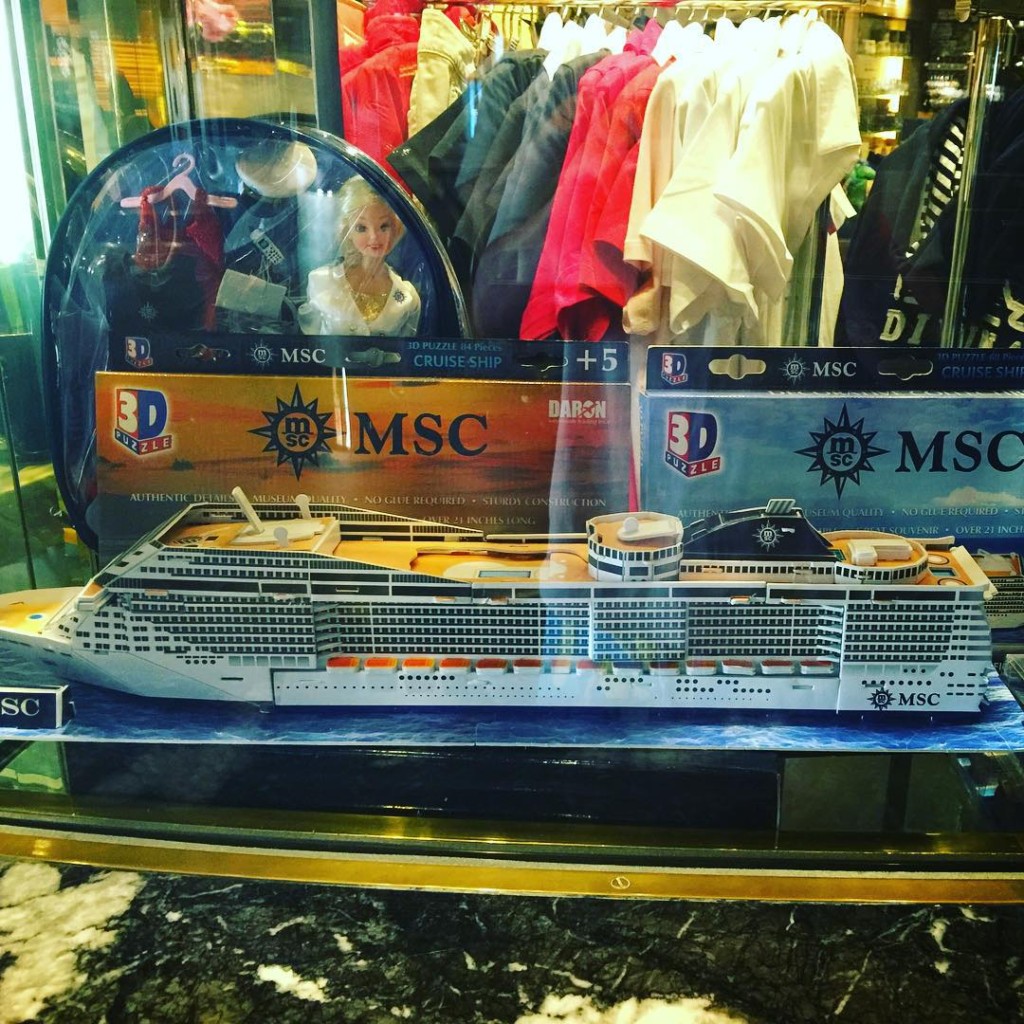 A model of the MSC Divina for sale in one of the ship's shops