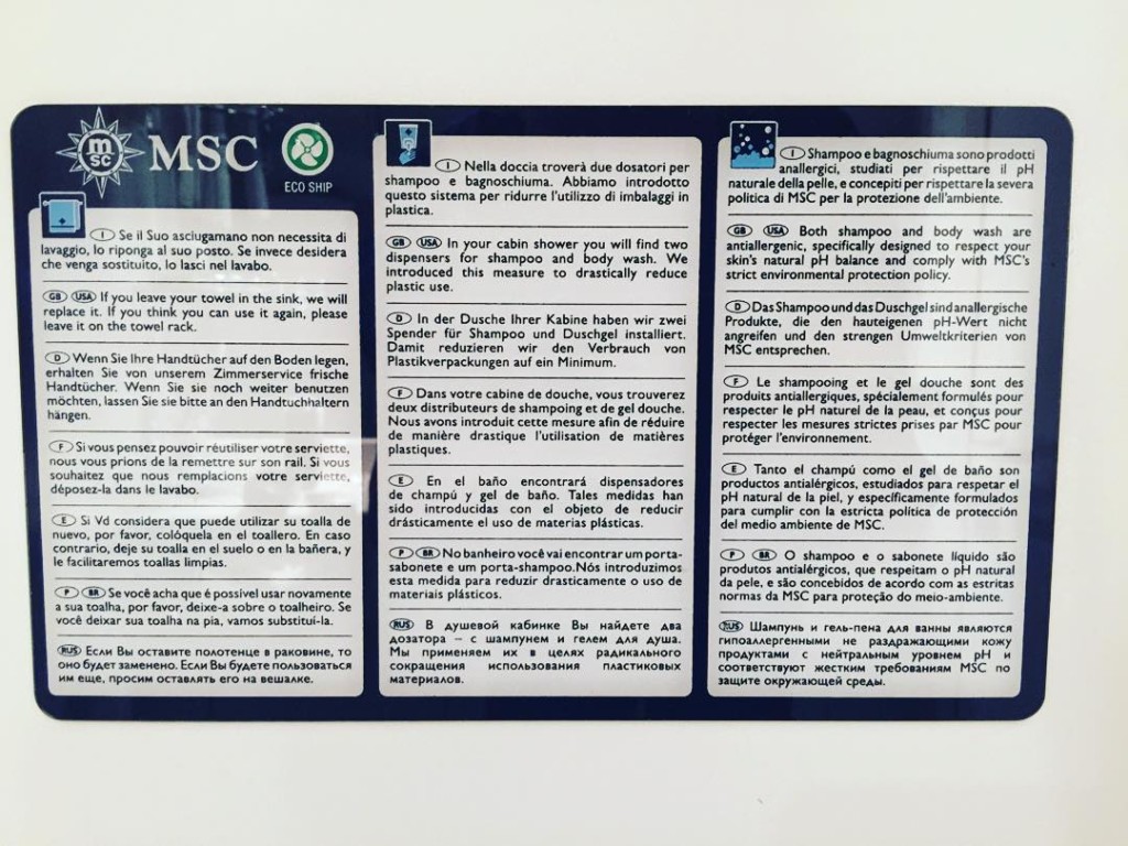 Signage in multiple languages on MSC Divina