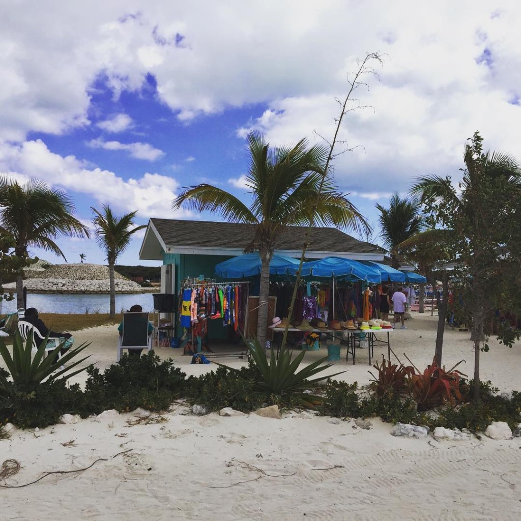 Souvenir shops at Great Stirrup Cay in the Bahamas. 