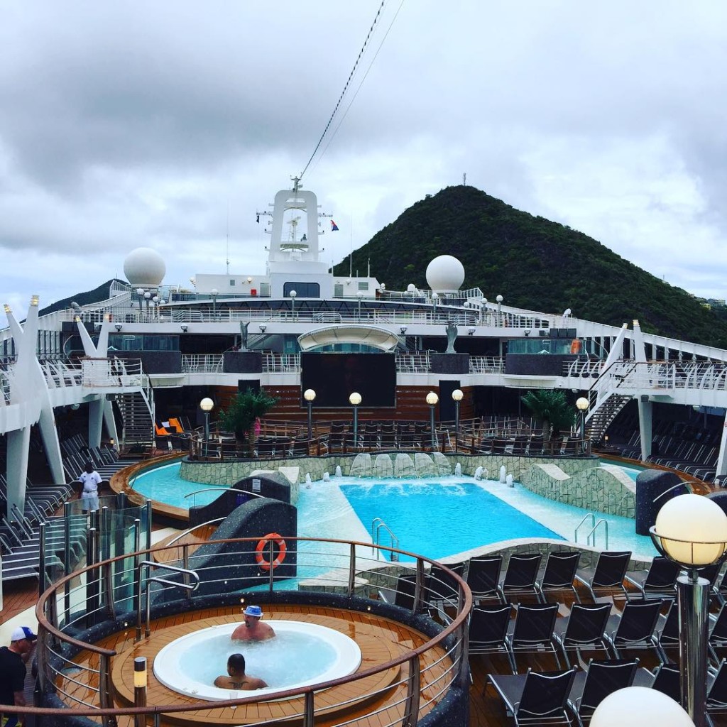 A cloudy day in St. Maarten didn't deter people from exploring the island as the pool was pretty empty during this port stop on the MSC Divina