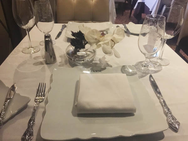 Table setting in The Grand on Quantum of the Seas