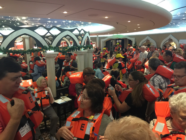 The muster drill on the MSC Divina in 2014