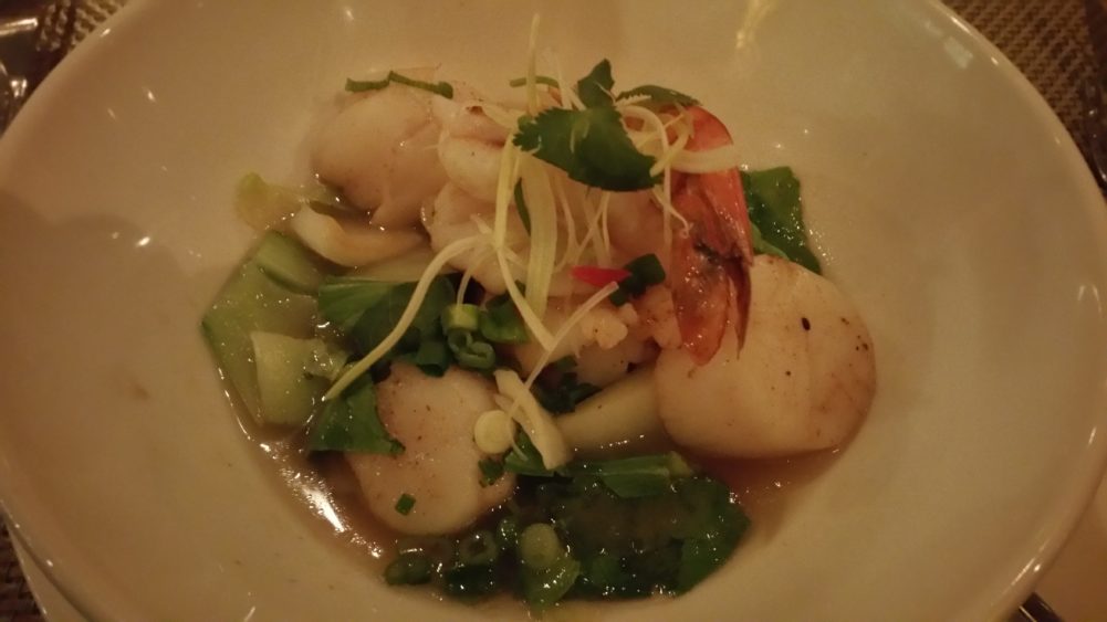 Yin-Yang Scallop Consomme from Tamarind on Holland America Line's ms Eurodam