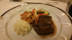 Prime Rib & Grilled Shrimp from the main dining room on Holland America Line's ms Eurodam