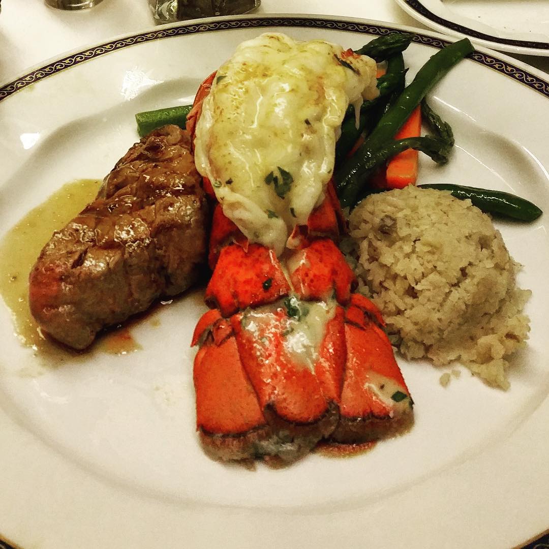 Surf and Turf from the main dining room on Holland America Eurodam