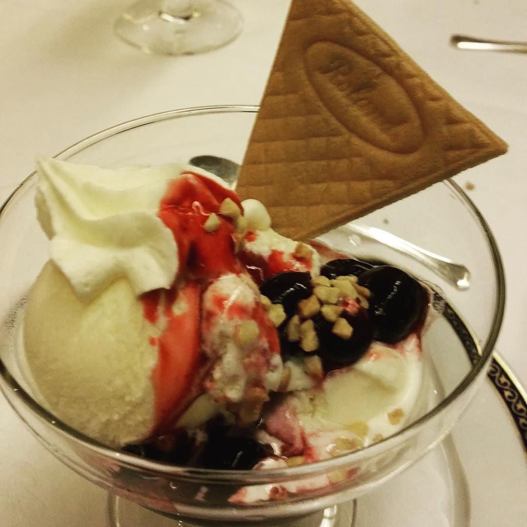 Ice Cream Sundae from the main dining room on Holland America Eurodam