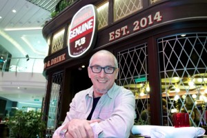 James Beard award-winning Chef Michael Schwartz, poses outside Michael’s Genuine Pub onboard Royal Caribbean Internationals Quantum of the Seas, Southampton, October 31, 2014. As a Quantum Experience Advisor Michael will help influence select onboard dining experiences with his straight forward approach to serving cuisine that is simple and genuine. (Photo:Tim Aylen)