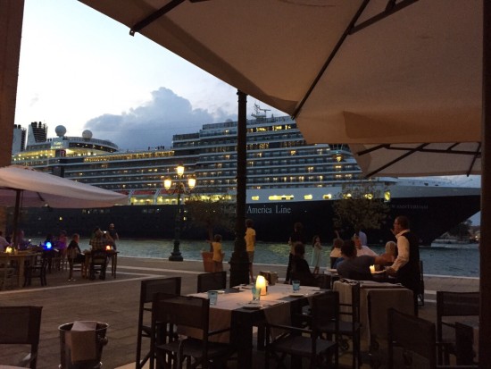 The Holland America Line cruise ship ms Nieuw Amsterdam sails the Giudecca Canal by the Hilton Molino Stucky in Venice Italy on July 27, 2015. Photo credit: Idan Rotem.