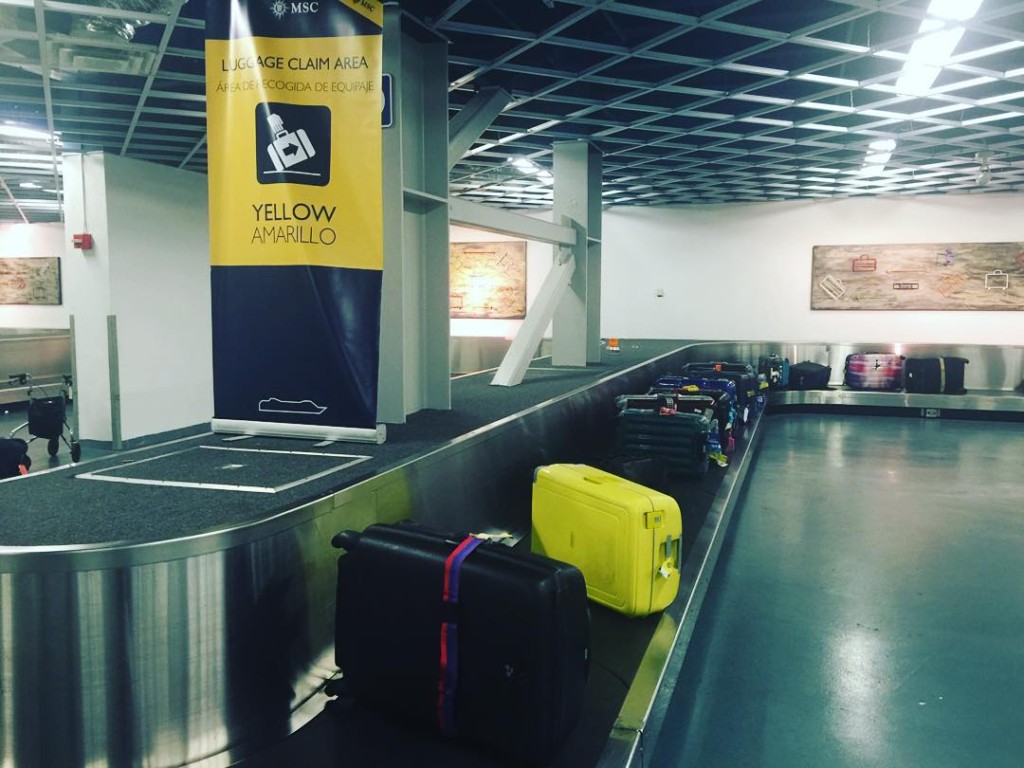 Luggage from the MSC terminal comes out on a very convenient baggage carousel.